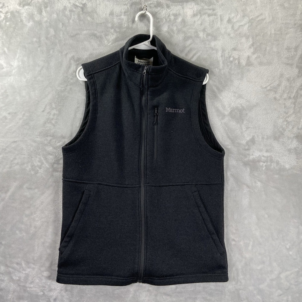Marmot Vest men's Medium Dropline Full Zip Fleece Polyester Black Outdoor Cozy